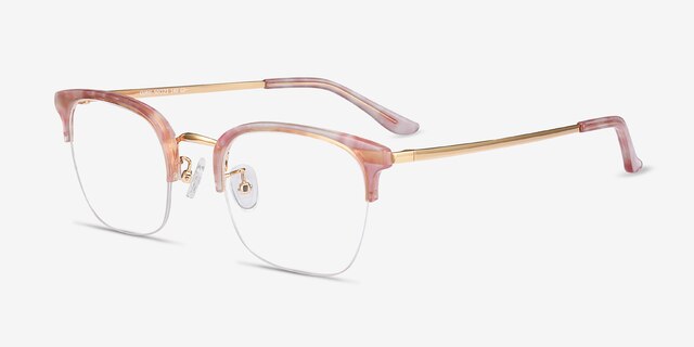 Curie Pink Acetate-metalEyeglass Frames from EyeBuyDirect, Angle View