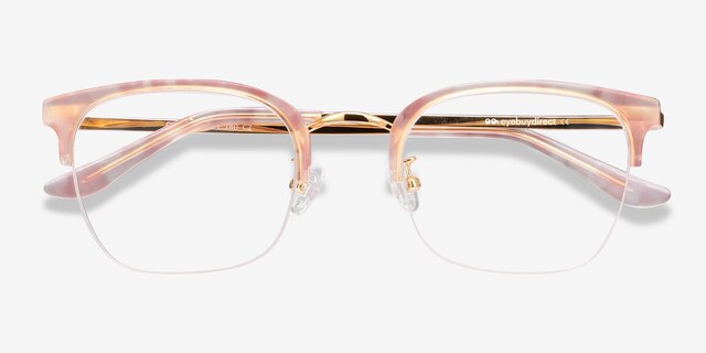 Curie Pink Acetate-metalEyeglass Frames from EyeBuyDirect, Closed View