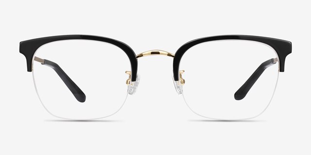 Curie Black Acetate-metalEyeglass Frames from EyeBuyDirect, Front View