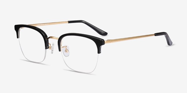 Curie Black Acetate-metalEyeglass Frames from EyeBuyDirect, Angle View