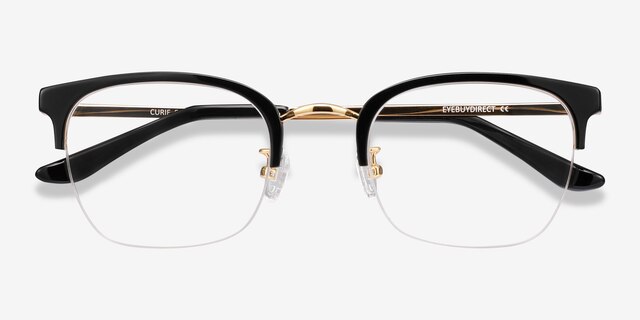 Curie Black Acetate-metalEyeglass Frames from EyeBuyDirect, Closed View