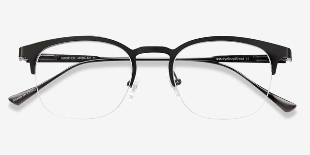 Hemisphere Black MetalEyeglass Frames from EyeBuyDirect, Closed View