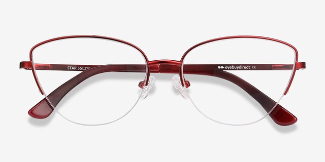 Star Burgundy MetalEyeglass Frames from EyeBuyDirect, Closed View