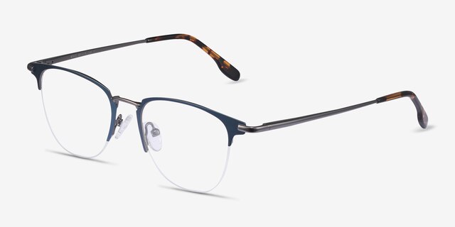 Wings Blue MetalEyeglass Frames from EyeBuyDirect, Angle View