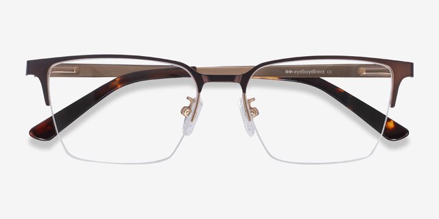 Brink Brown MetalEyeglass Frames from EyeBuyDirect, Closed View