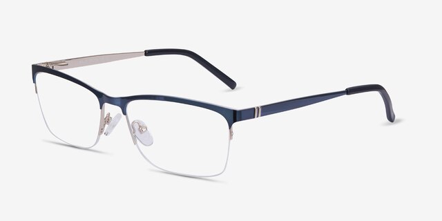Rally Navy MetalEyeglass Frames from EyeBuyDirect, Angle View