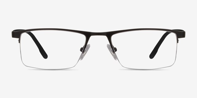 Singapore Matte Black MetalEyeglass Frames from EyeBuyDirect, Front View