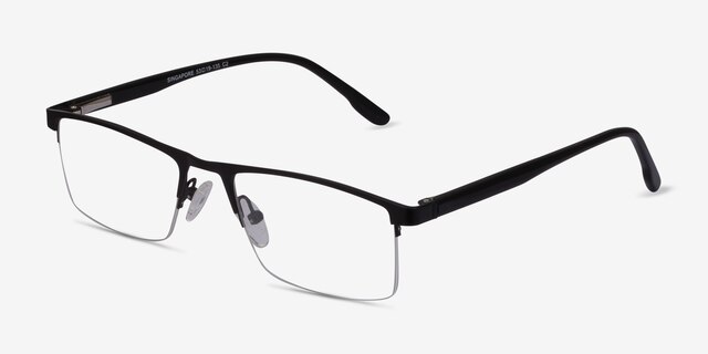 Singapore Matte Black MetalEyeglass Frames from EyeBuyDirect, Angle View