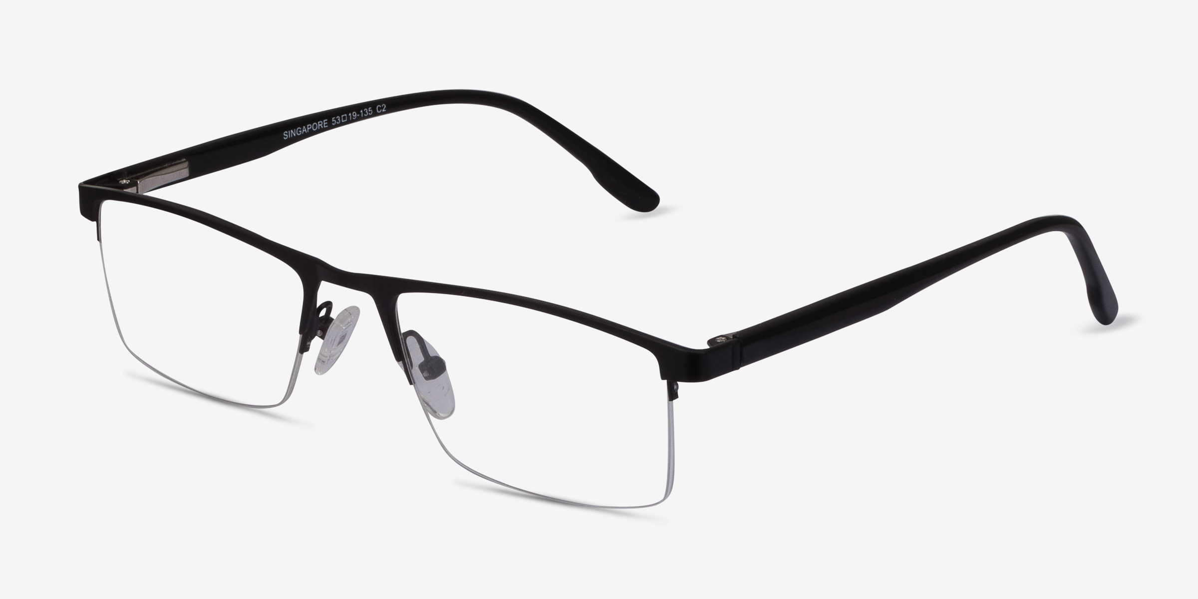 Singapore Rectangle Matte Black Semi Rimless Eyeglasses Eyebuydirect