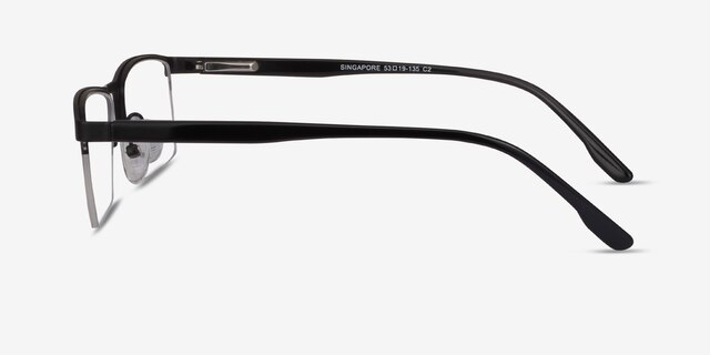 Singapore Matte Black MetalEyeglass Frames from EyeBuyDirect, Side View