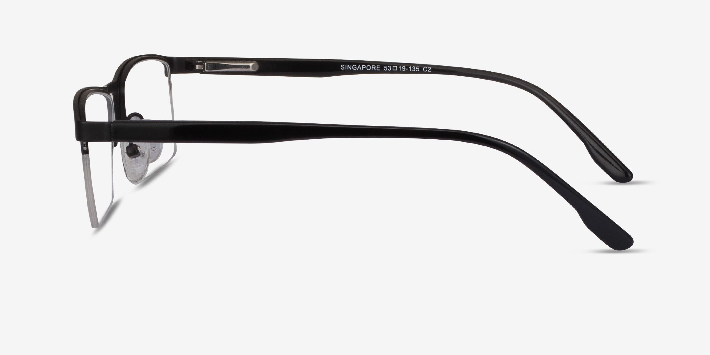 Singapore Rectangle Matte Black Semi Rimless Eyeglasses Eyebuydirect