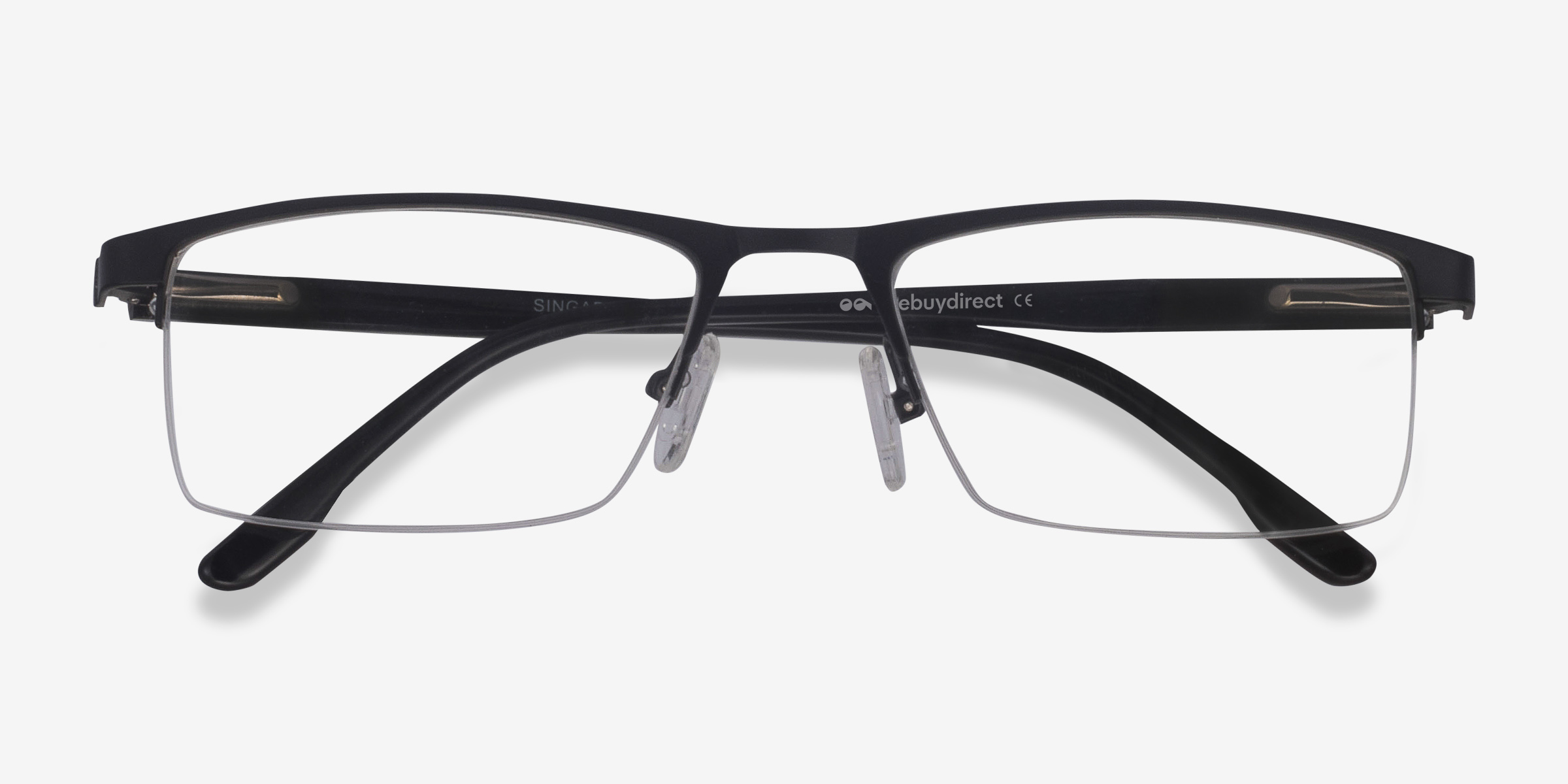 Singapore Rectangle Matte Black Semi Rimless Eyeglasses Eyebuydirect