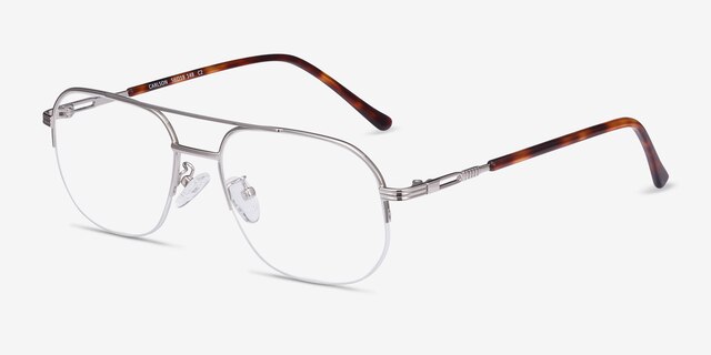 Carlson Argenté Acetate-metalMontures de lunettes de vue d'EyeBuyDirect, Vue d'Angle