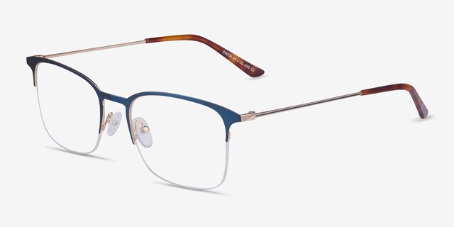 Owen Bleu marine MétalMontures de lunettes de vue d'EyeBuyDirect, Vue d'Angle