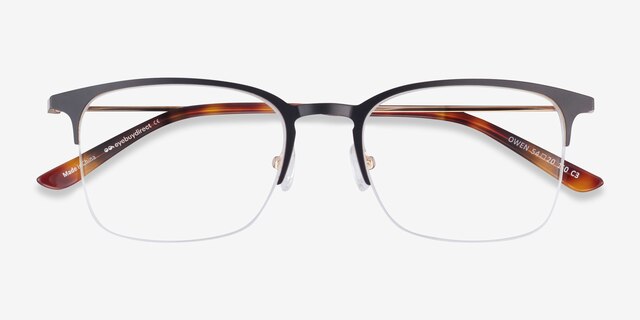 Owen Noir MétalMontures de lunettes de vue d'EyeBuyDirect, Vue Rapprochée