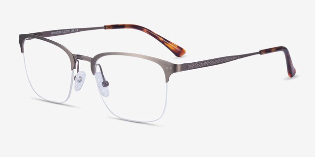 Quinton Gunmetal MetalEyeglass Frames from EyeBuyDirect, Angle View