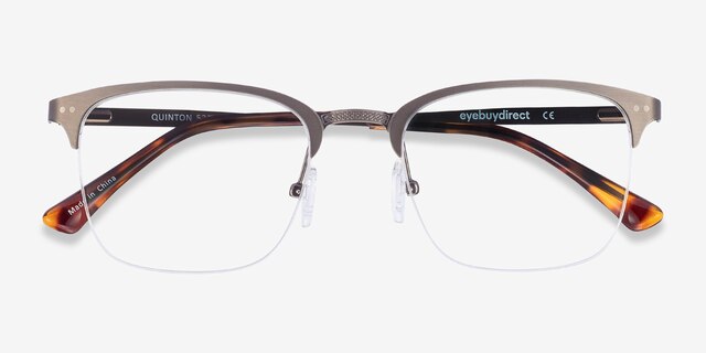 Quinton Gunmetal MetalEyeglass Frames from EyeBuyDirect, Closed View