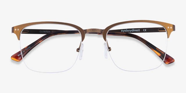 Quinton Bronze MetalEyeglass Frames from EyeBuyDirect, Closed View