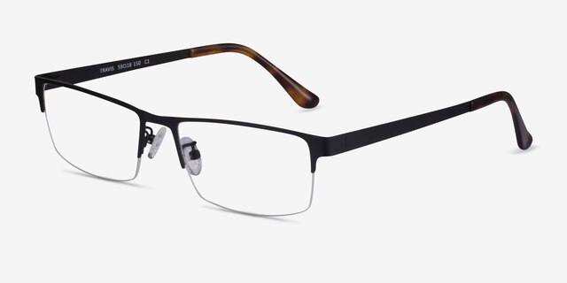 Travis Noir MétalMontures de lunettes de vue d'EyeBuyDirect, Vue d'Angle