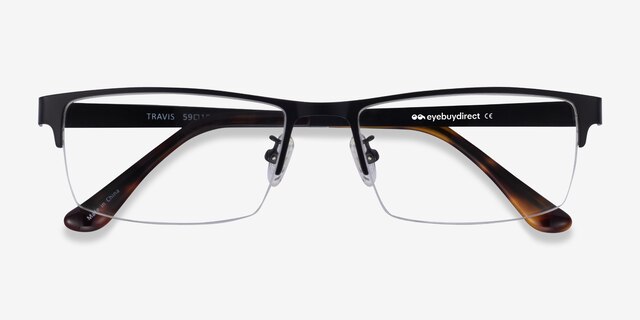 Travis Noir MétalMontures de lunettes de vue d'EyeBuyDirect, Vue Rapprochée