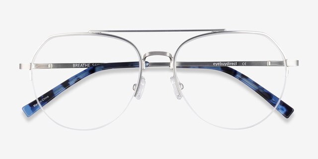 Breathe Argenté MétalMontures de lunettes de vue d'EyeBuyDirect, Vue Rapprochée