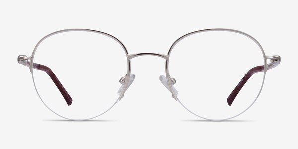 Written Silver Red Métal Montures de lunettes de vue