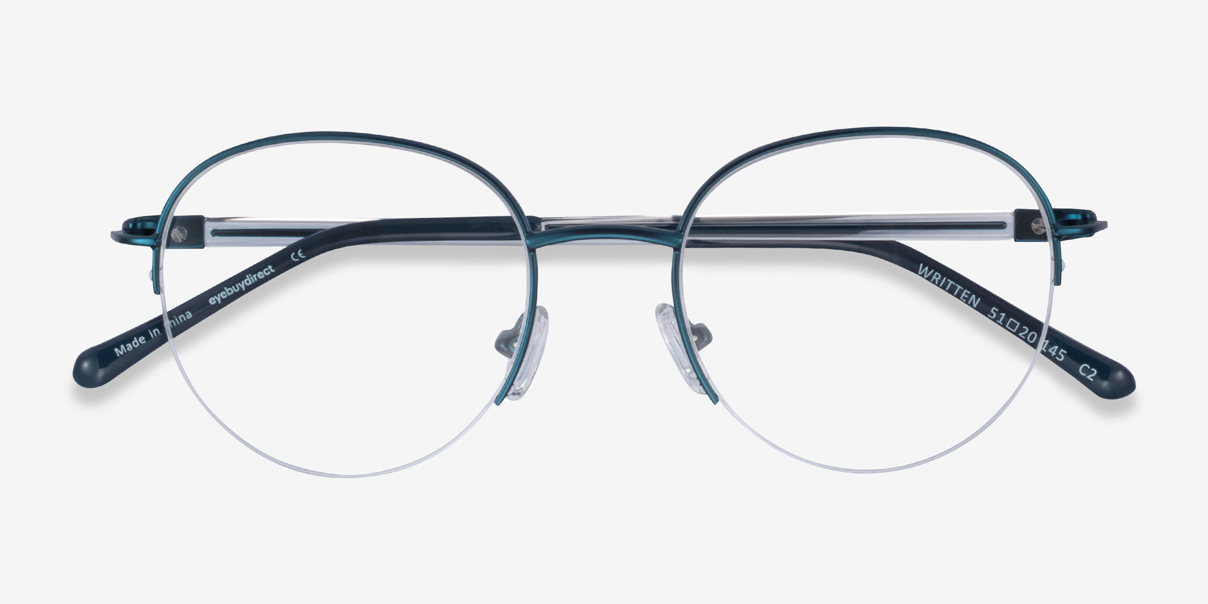 Written Round Navy Semi Rimless Eyeglasses | Eyebuydirect