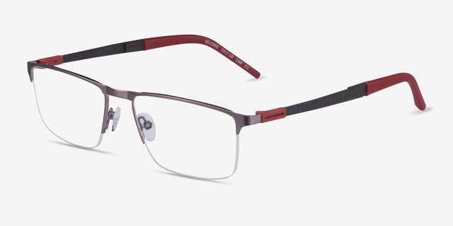 Belong Silver Carbon-fiberEyeglass Frames from EyeBuyDirect, Angle View