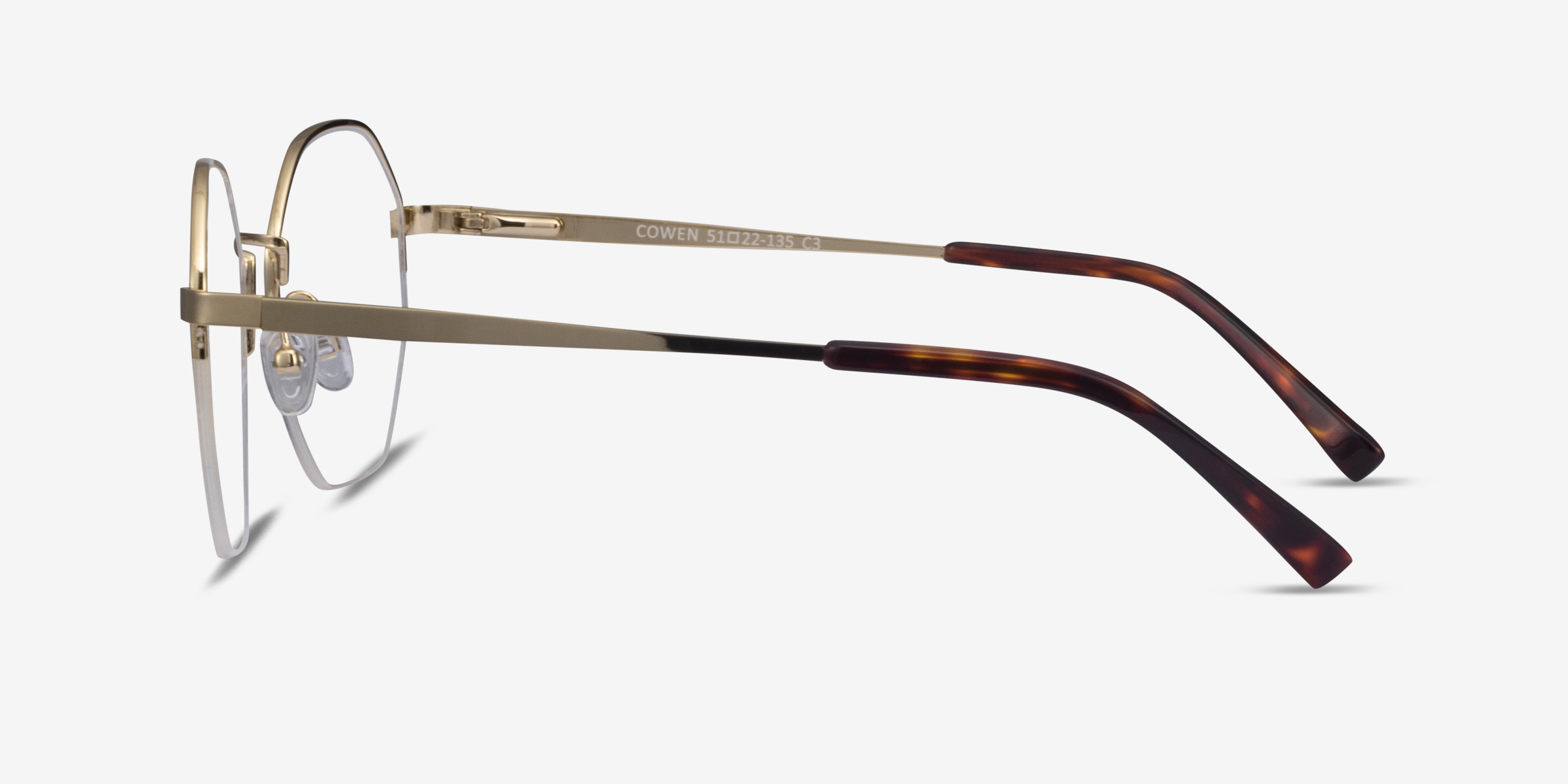 Cowen Geometric Gold Semi Rimless Eyeglasses | Eyebuydirect