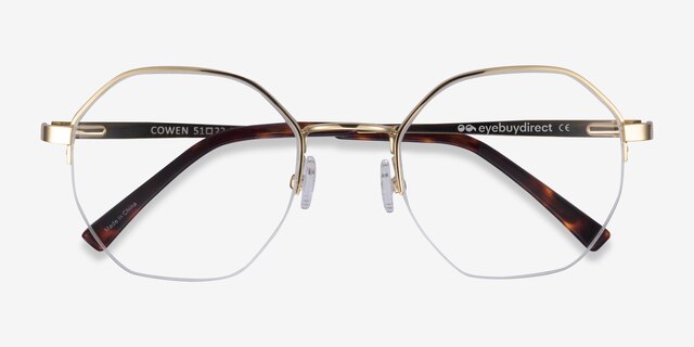 Cowen Doré MétalMontures de lunettes de vue d'EyeBuyDirect, Vue Rapprochée