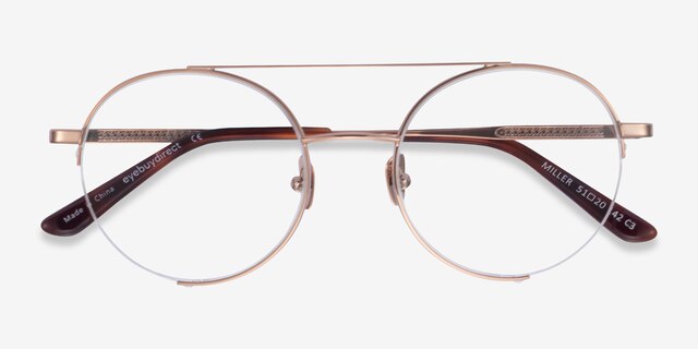 Miller Rose Gold MetalEyeglass Frames from EyeBuyDirect, Closed View