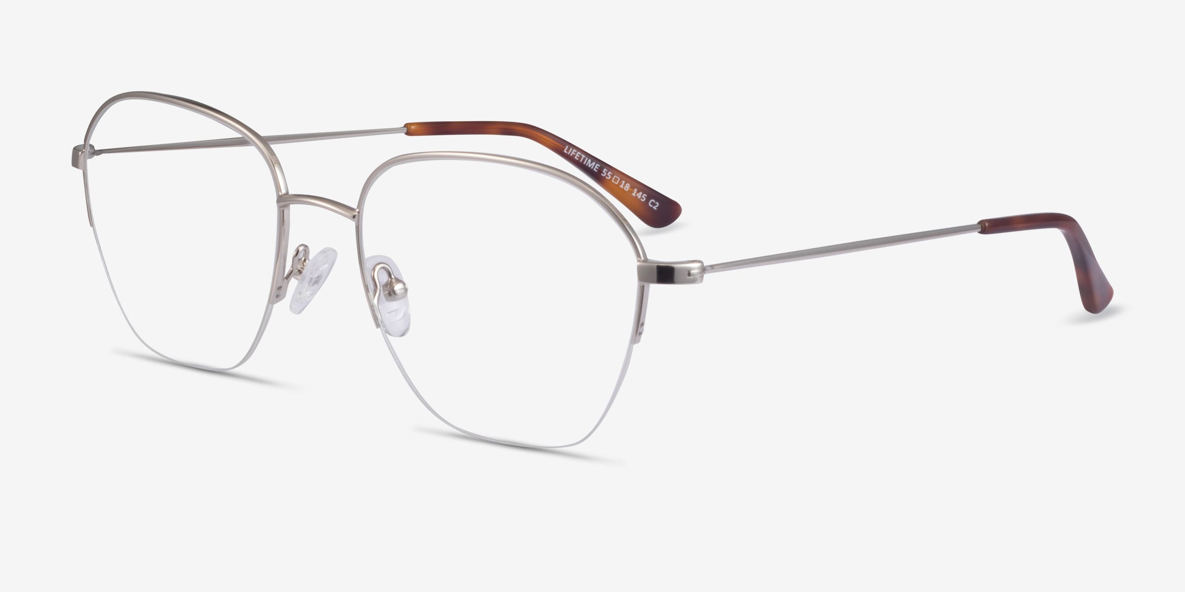 Lifetime Geometric Silver Semi Rimless Eyeglasses | Eyebuydirect 
