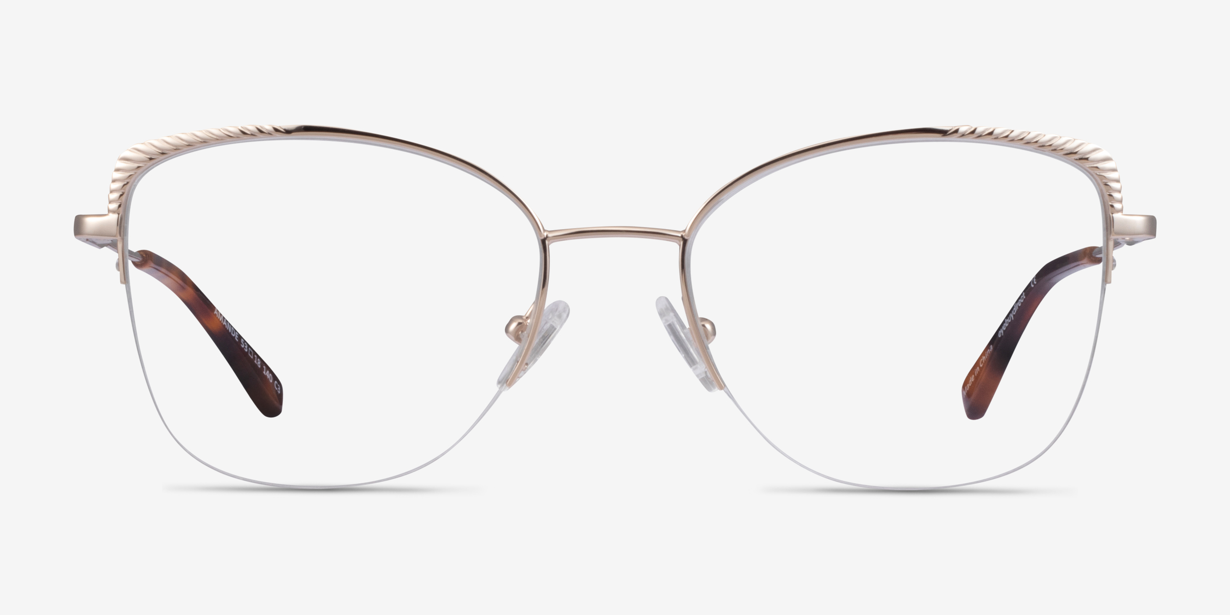 Amande - Cat Eye Doré Monture Lunettes de vue Pour Femmes