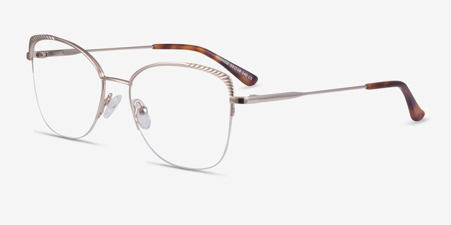 Amande Gold MetalEyeglass Frames from EyeBuyDirect, Angle View