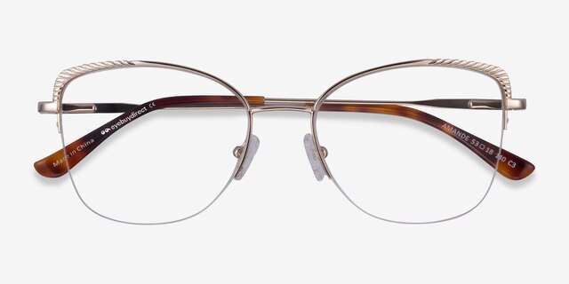 Amande Gold MetalEyeglass Frames from EyeBuyDirect, Closed View