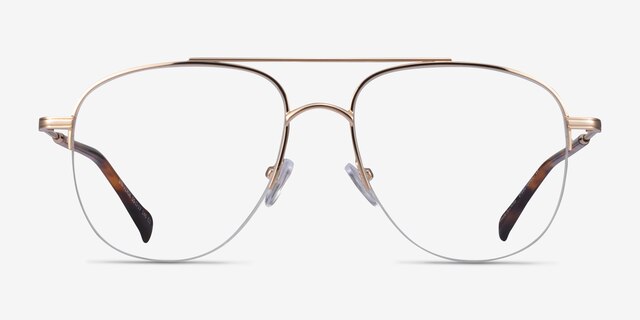 Universe Gold Tortoise MetalEyeglass Frames from EyeBuyDirect, Front View