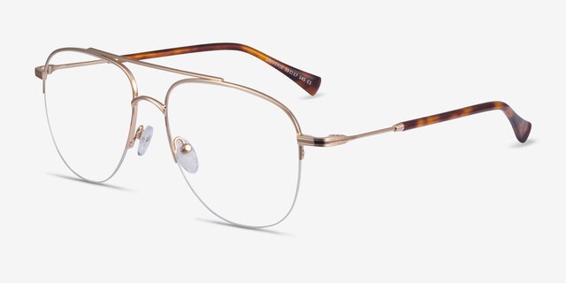Universe Gold Tortoise MetalEyeglass Frames from EyeBuyDirect, Angle View