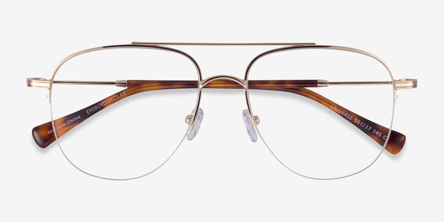 Universe Gold Tortoise MetalEyeglass Frames from EyeBuyDirect, Closed View