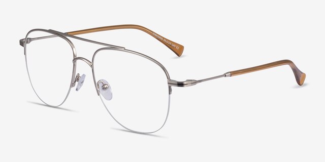 Universe Silver Yellow MetalEyeglass Frames from EyeBuyDirect, Angle View