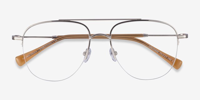 Universe Silver Yellow MetalEyeglass Frames from EyeBuyDirect, Closed View