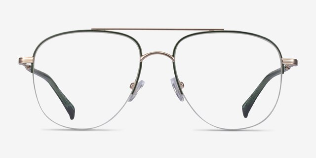 Universe Green Gold MetalEyeglass Frames from EyeBuyDirect, Front View