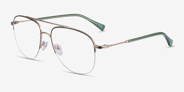 Universe Green Gold MetalEyeglass Frames from EyeBuyDirect, Angle View