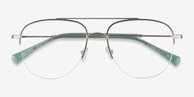 Universe Green Gold MetalEyeglass Frames from EyeBuyDirect, Closed View