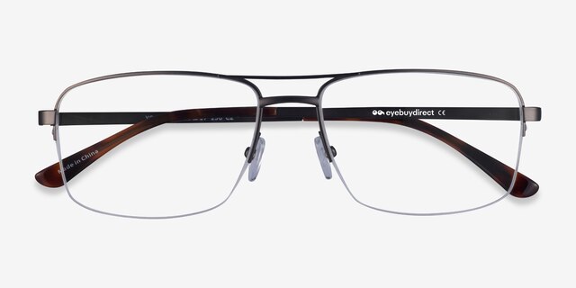 Yorkville Gunmetal MetalEyeglass Frames from EyeBuyDirect, Closed View