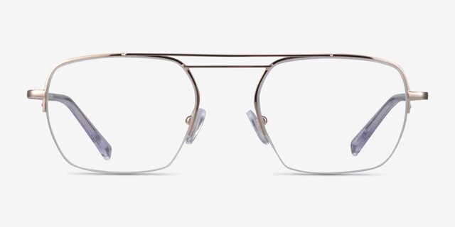 Cabrini Gold Clear MetalEyeglass Frames from EyeBuyDirect, Front View