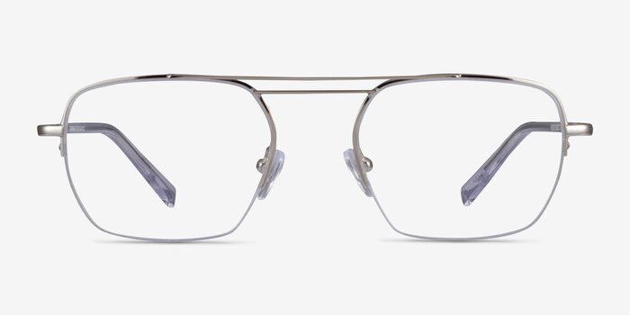 Cabrini Silver Clear Metal Eyeglass Frames from EyeBuyDirect