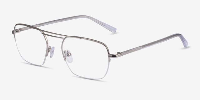 Cabrini Silver Clear MétalMontures de lunettes de vue d'EyeBuyDirect, Vue d'Angle
