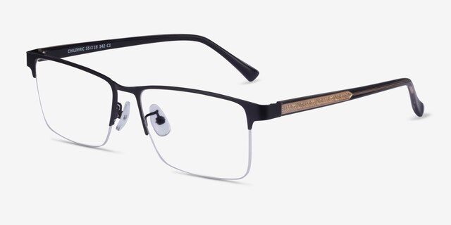 Childeric Black Gold MétalMontures de lunettes de vue d'EyeBuyDirect, Vue d'Angle