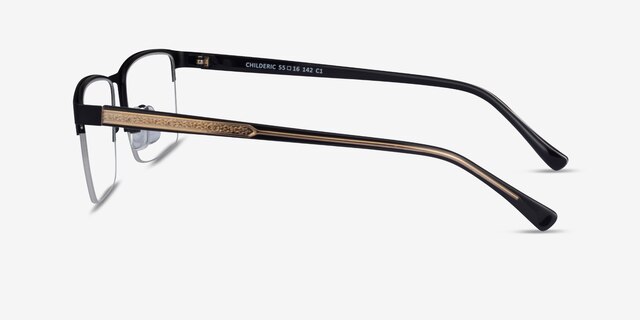 Childeric Black Gold MétalMontures de lunettes de vue d'EyeBuyDirect, Vue de Côté