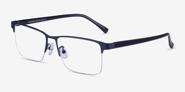Childeric Bleu marine MétalMontures de lunettes de vue d'EyeBuyDirect, Vue d'Angle